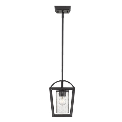 Mercer Mini Pendant in Matte Black with Matte Black accents and Seeded Glass - Default Title - Golden Lighting