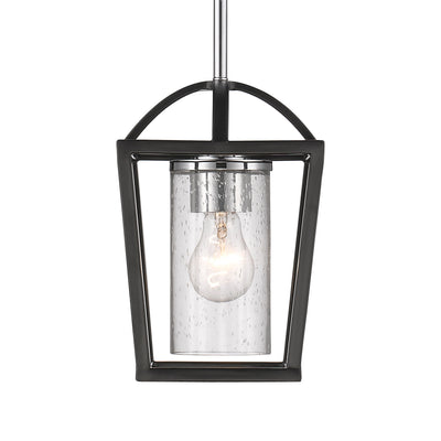 Golden Lighting Mercer 1-light Pendant in Matte Black and Chrome Accents - - Golden Lighting