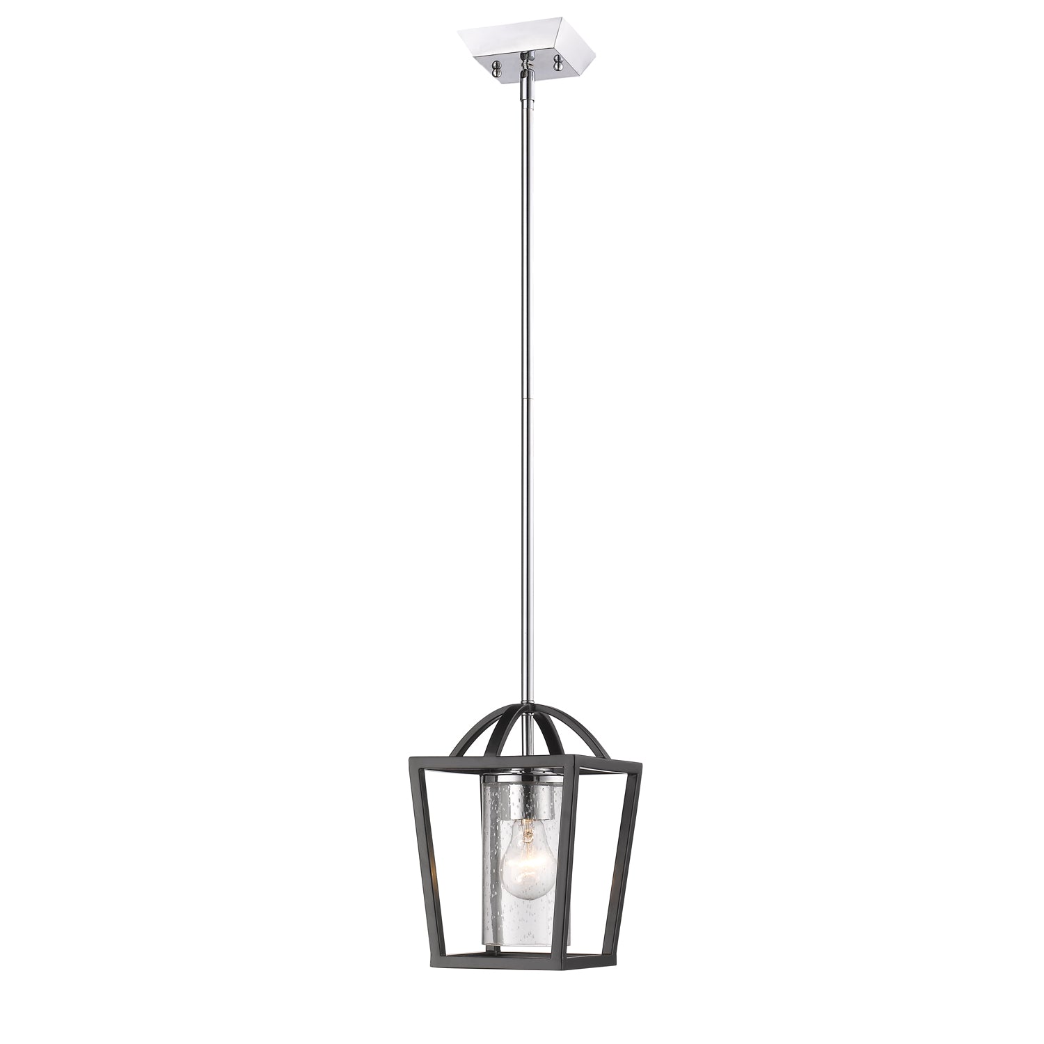 Golden Lighting Mercer 1-light Pendant in Matte Black and Chrome Accents