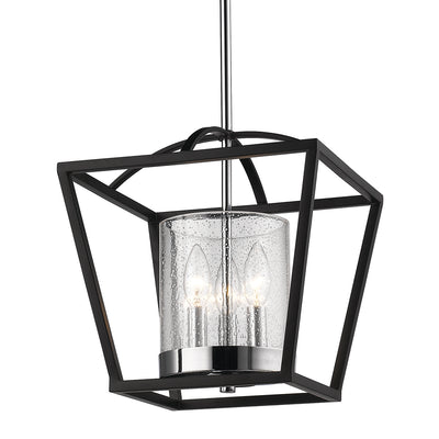 Golden Lighting Mercer 3-light Chandelier in Matte Black and Chrome Accents - - Golden Lighting