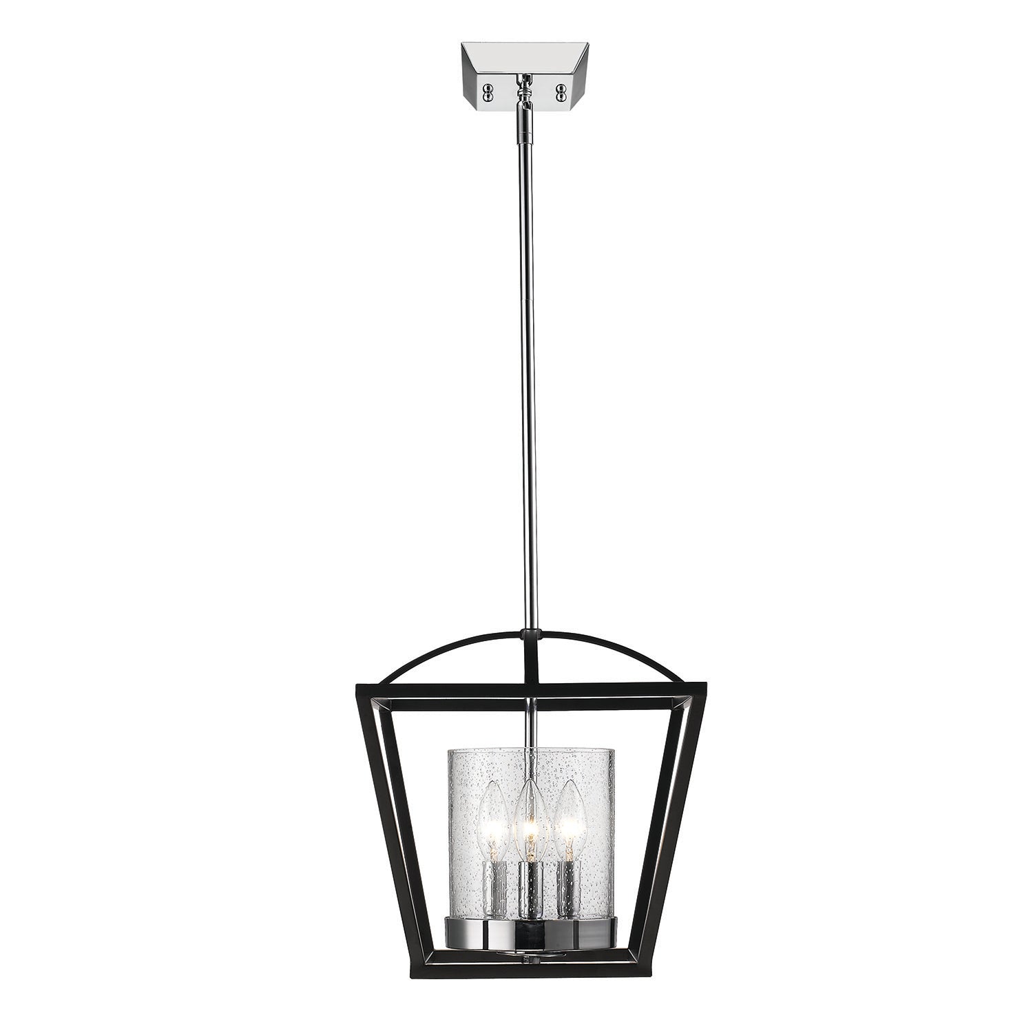 Golden Lighting Mercer 3-light Chandelier in Matte Black and Chrome Accents - - Golden Lighting