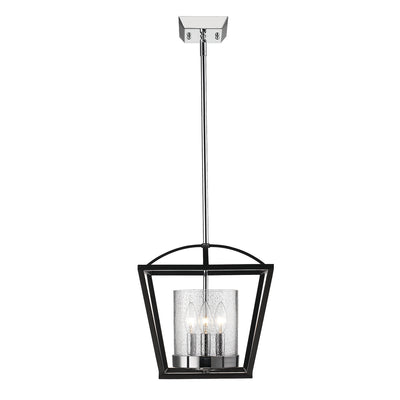 Golden Lighting Mercer 3-light Chandelier in Matte Black and Chrome Accents - - Golden Lighting