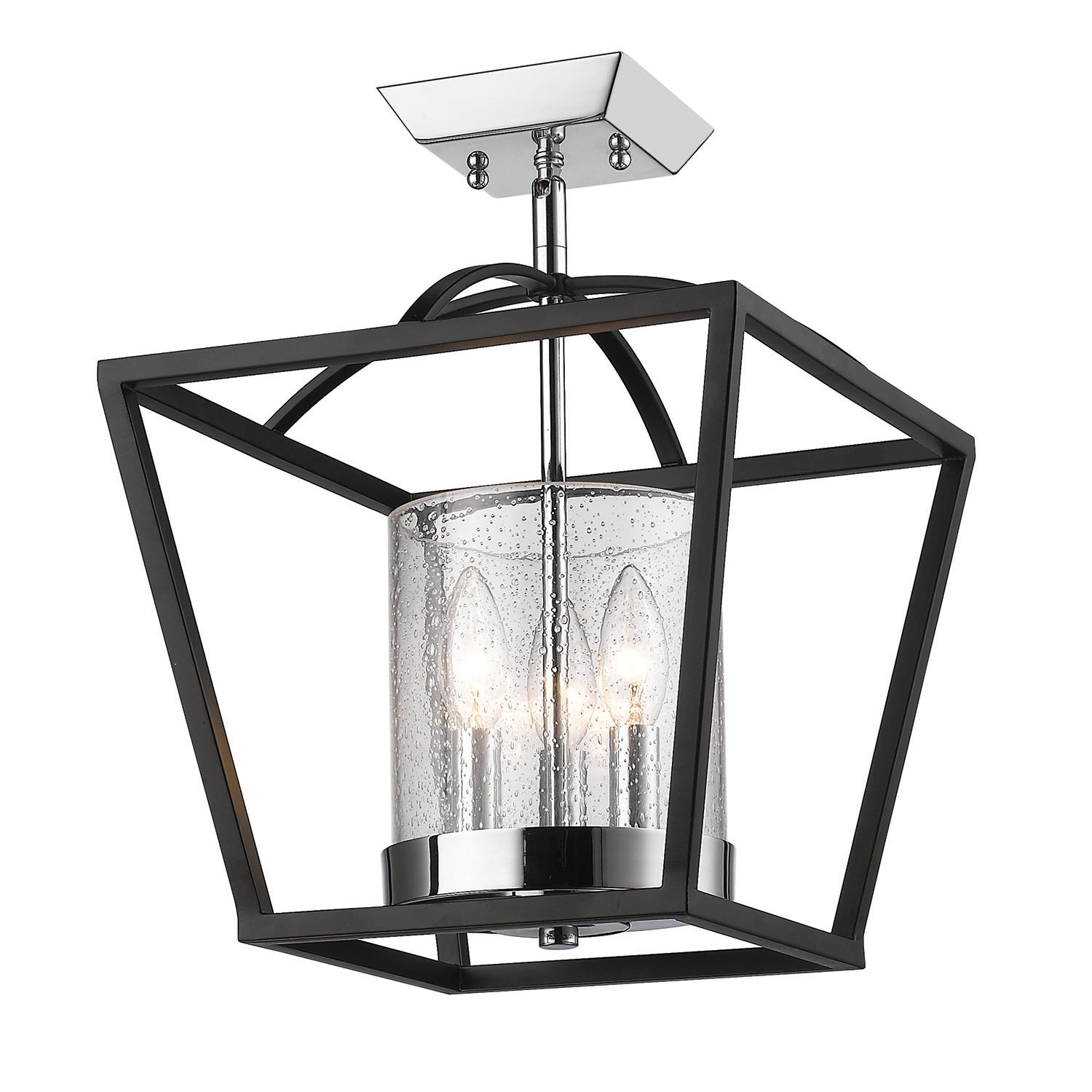 Golden Lighting Mercer 3-light Chandelier in Matte Black and Chrome Accents - - Golden Lighting