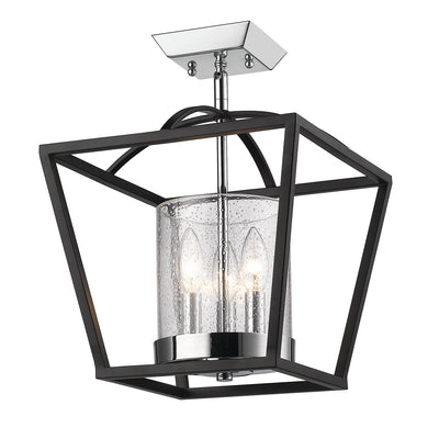 Golden Lighting Mercer 3-light Chandelier in Matte Black and Chrome Accents - - Golden Lighting