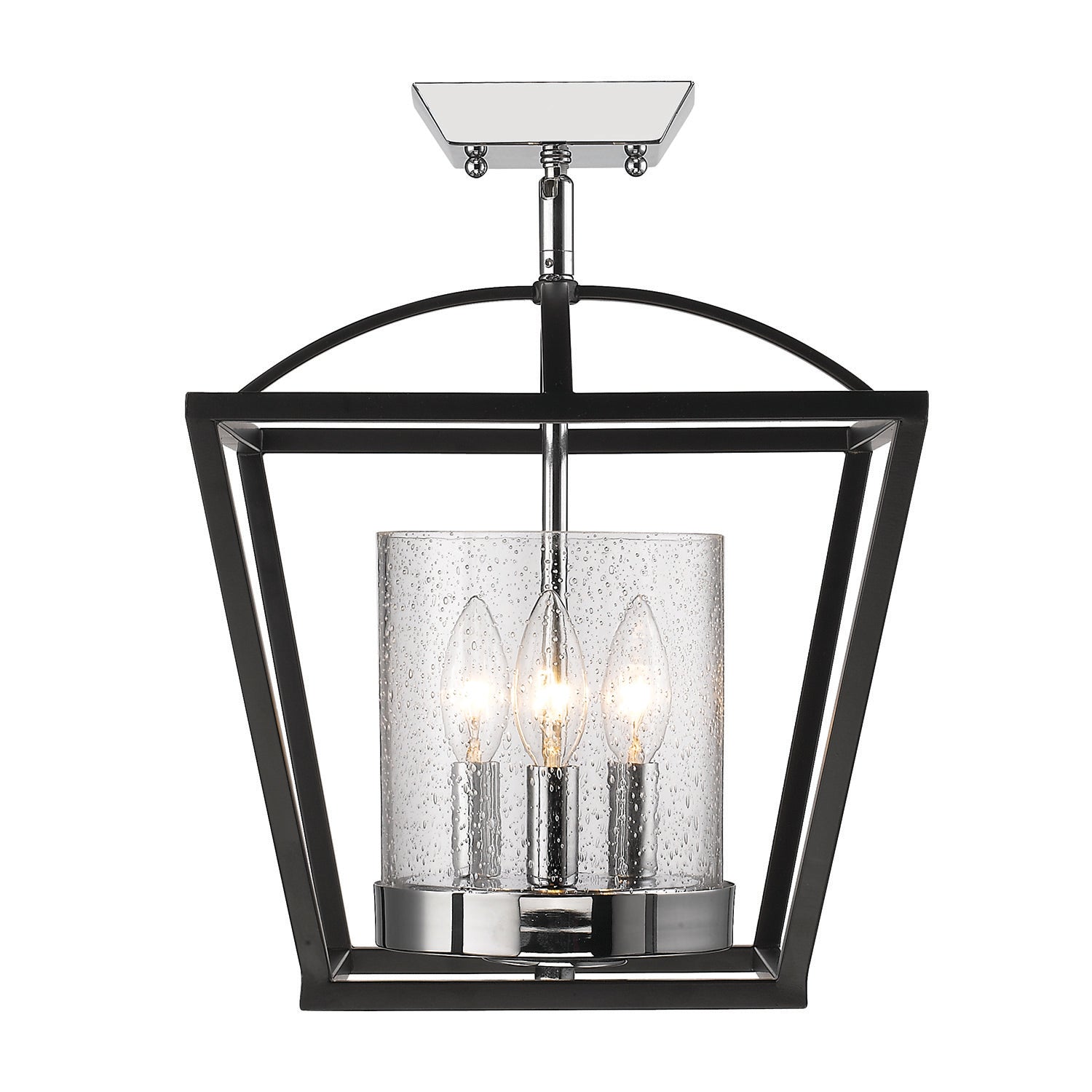 Golden Lighting Mercer 3-light Chandelier in Matte Black and Chrome Accents - - Golden Lighting