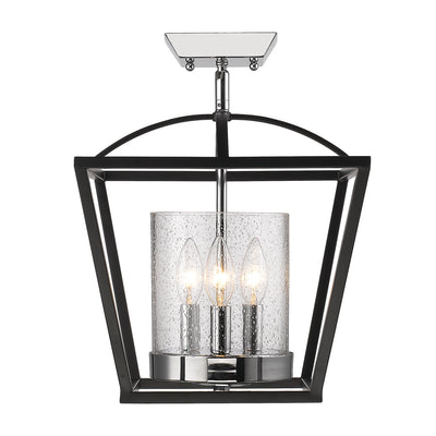 Golden Lighting Mercer 3-light Chandelier in Matte Black and Chrome Accents - - Golden Lighting
