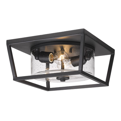 Mercer NB Flush Mount - Outdoor in Natural Black with Seeded Glass Shade - - Golden Lighting