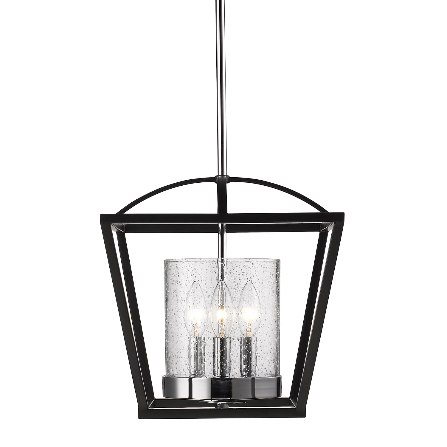 Golden Lighting Mercer 3-light Semi-Flush Mount in Matte Black and Chrome Accents - - Golden Lighting