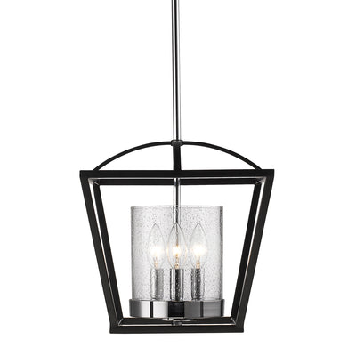 Golden Lighting Mercer 3-light Semi-Flush Mount in Matte Black and Chrome Accents - - Golden Lighting