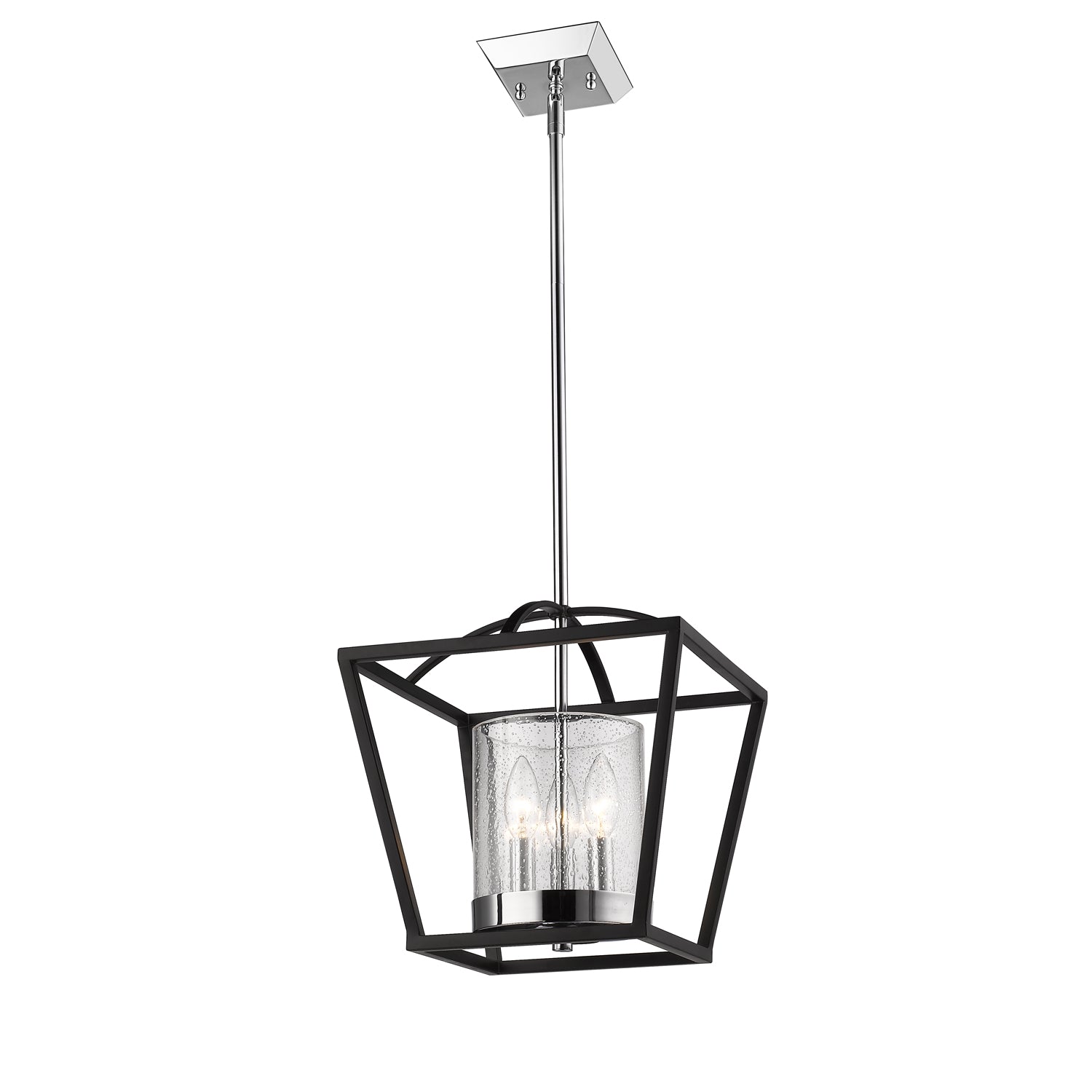Golden Lighting Mercer 3-light Semi-Flush Mount in Matte Black and Chrome Accents - - Golden Lighting