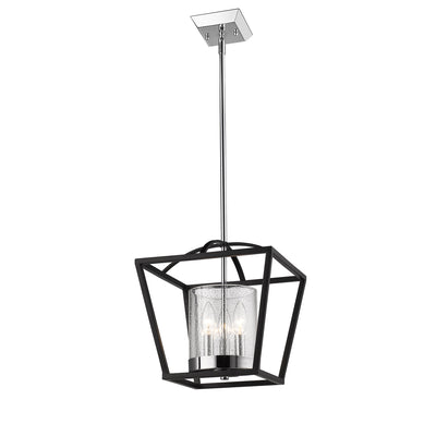Golden Lighting Mercer 3-light Semi-Flush Mount in Matte Black and Chrome Accents - - Golden Lighting