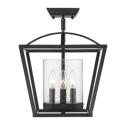 Golden Lighting Mercer 3-light Semi-Flush Mount in Matte Black - - Golden Lighting