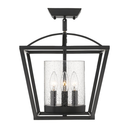 Golden Lighting Mercer 3-light Semi-Flush Mount in Matte Black - - Golden Lighting