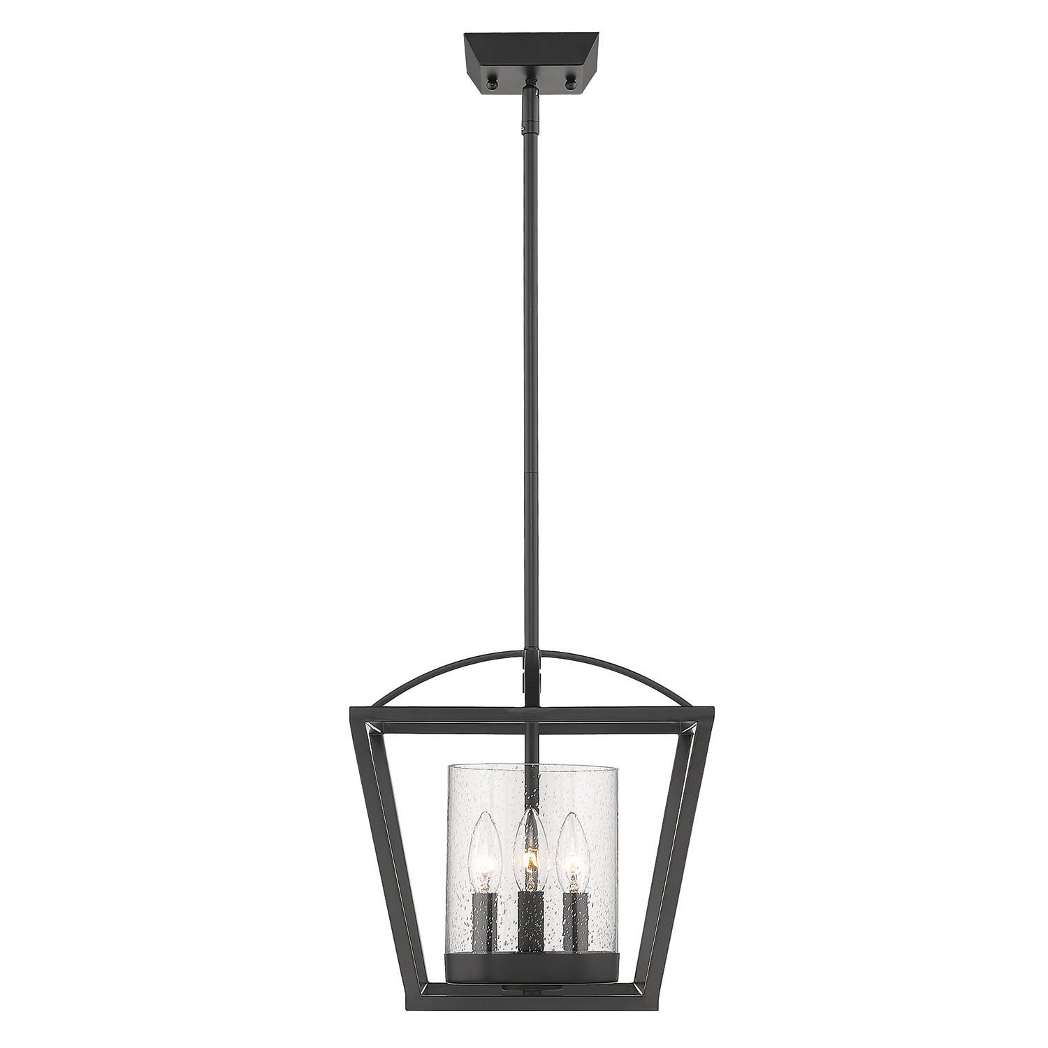 Mercer Semi-Flush in Matte Black with Matte Black accents and Seeded Glass - Default Title - Golden Lighting