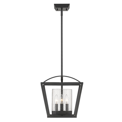 Mercer Semi-Flush in Matte Black with Matte Black accents and Seeded Glass - Default Title - Golden Lighting