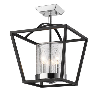 Golden Lighting Mercer 3-light Semi-Flush Mount in Matte Black and Chrome Accents - - Golden Lighting