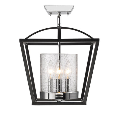 Golden Lighting Mercer 3-light Semi-Flush Mount in Matte Black and Chrome Accents - Default Title - Golden Lighting