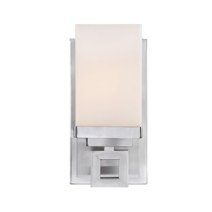 Nelio 1 Light Bath Vanity in Pewter with Cased Opal Glass - Pewter / Cased Opal Glass / White - Golden Lighting