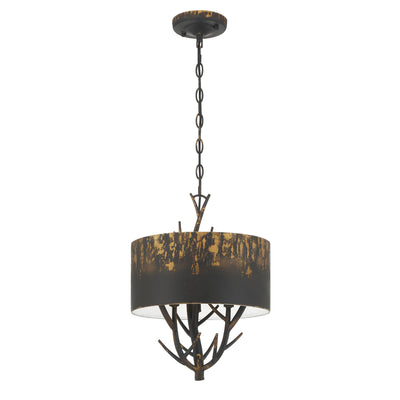 Arboreal 3-light Pendant in Antique Black Iron, alternate view - Golden Lighting