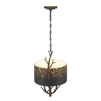 Arboreal 3-light Pendant in Antique Black Iron, alternate view - Golden Lighting