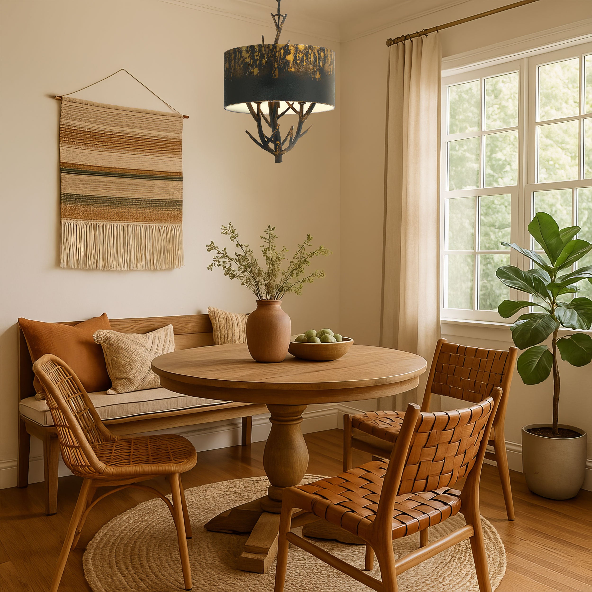 Arboreal 3-light Pendant in Antique Black Iron