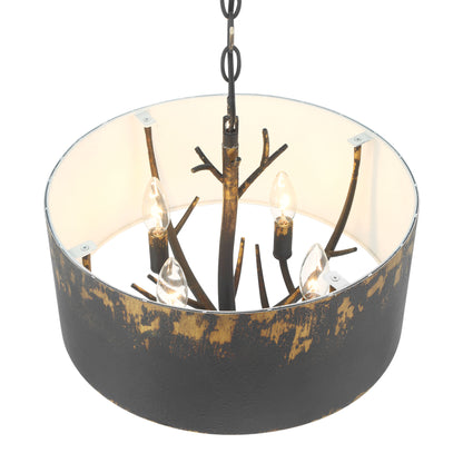Arboreal 4-light Pendant in Antique Black Iron