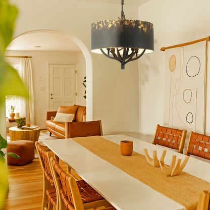 Wry Lighting Arboreal 4-light Pendant in Antique Black Iron - Default Title - Golden Lighting