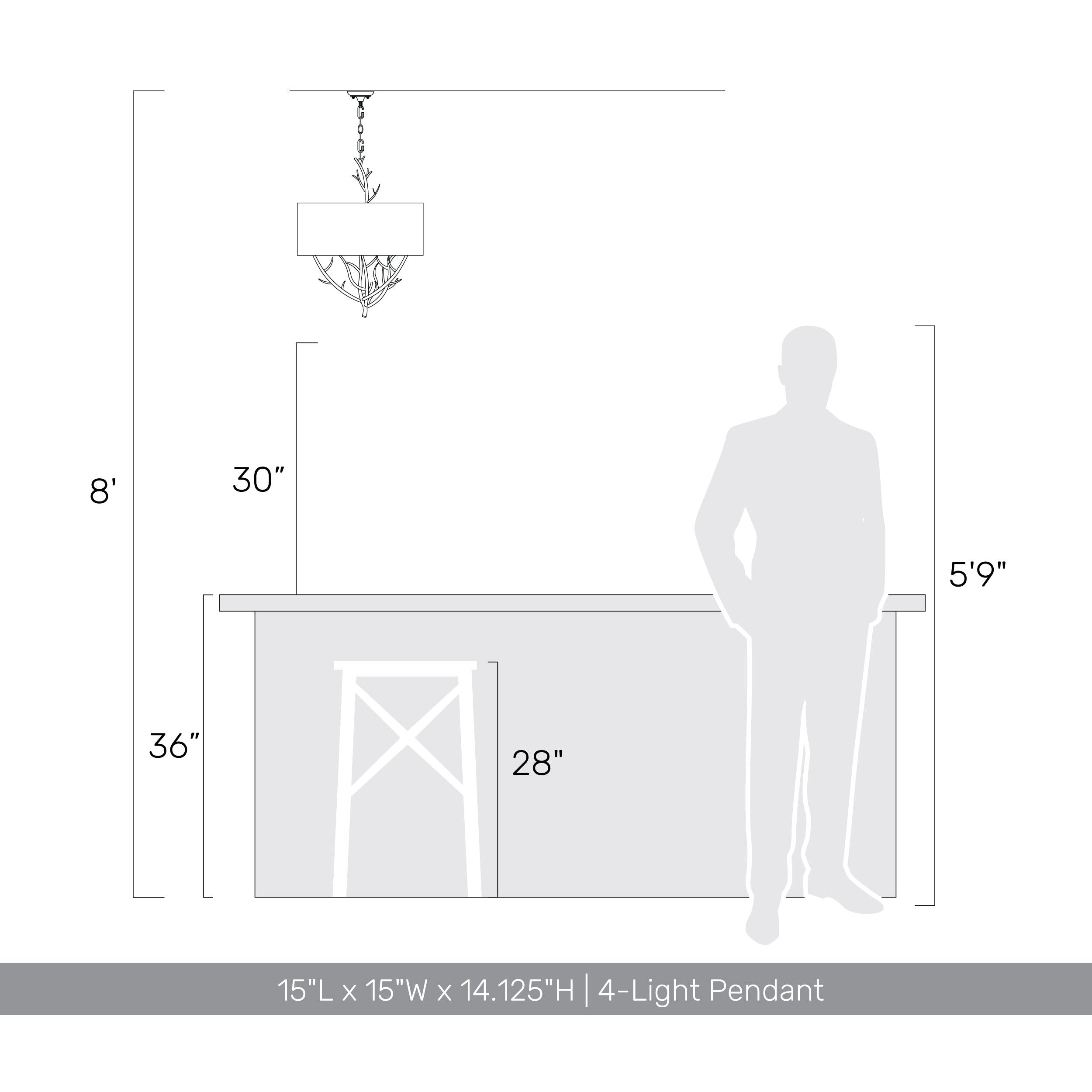 Arboreal 4-light Pendant in Antique Black Iron