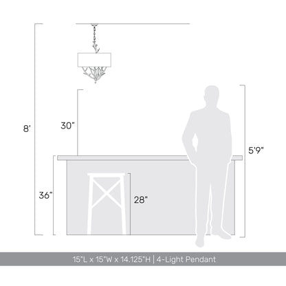 Arboreal 4-light Pendant in Antique Black Iron
