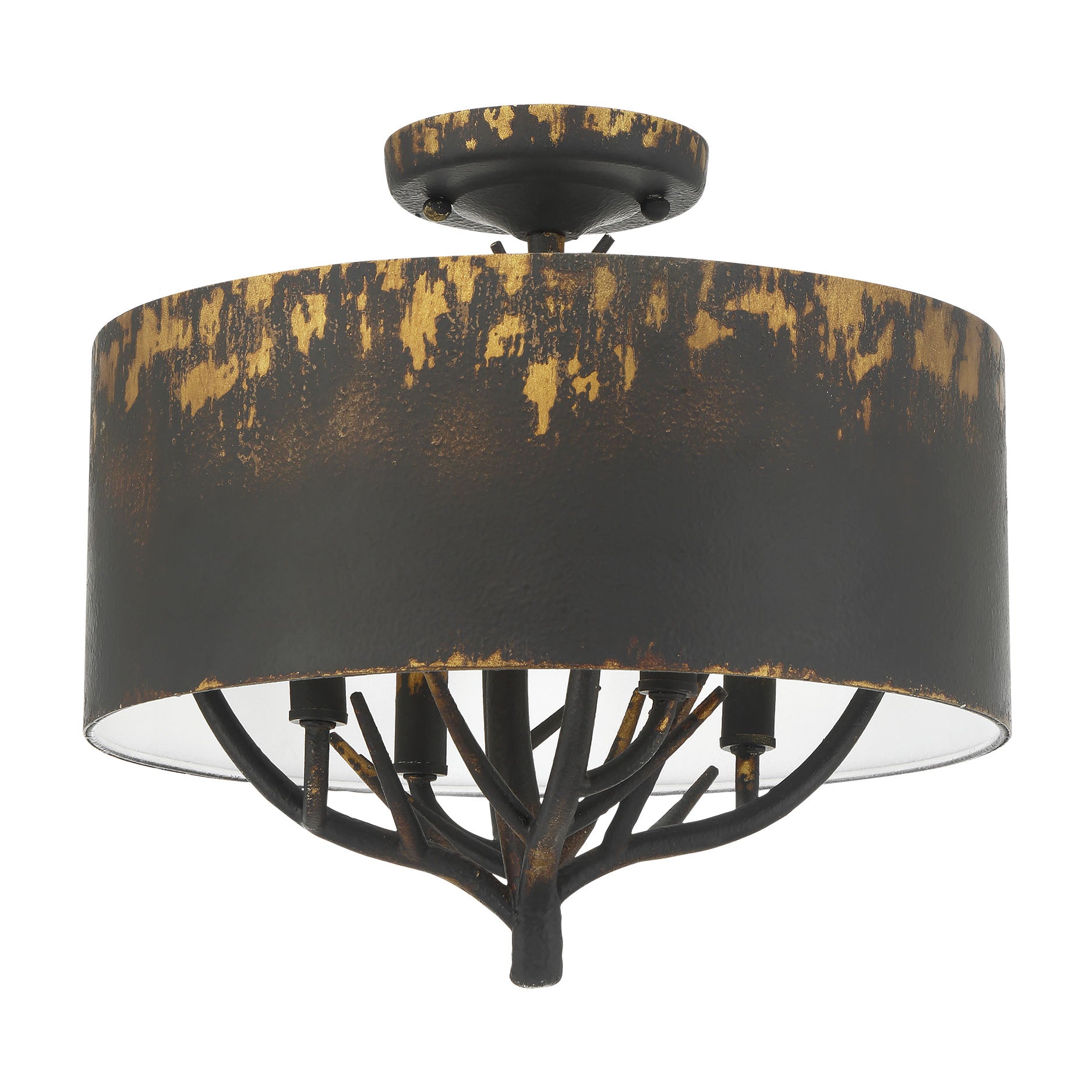 Arboreal 4-light Semi-Flush Mount in Antique Black Iron