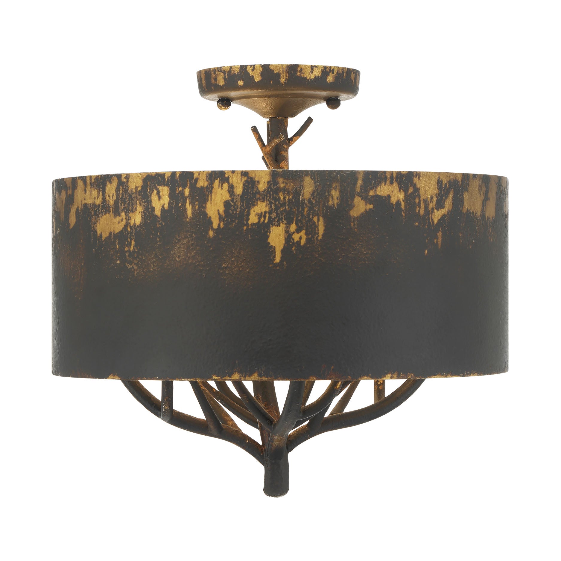 Arboreal 4-light Semi-Flush Mount in Antique Black Iron
