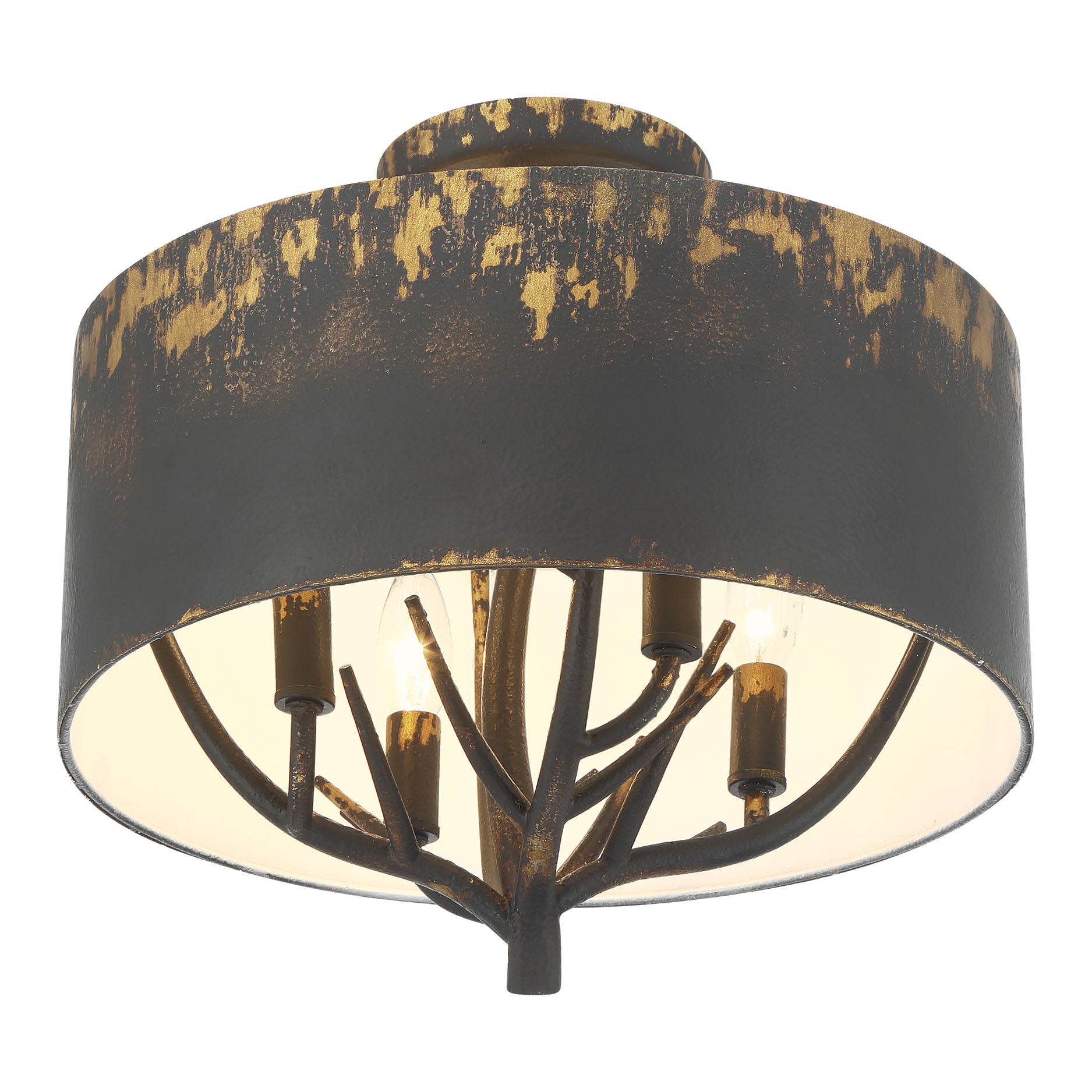 Arboreal 4-light Semi-Flush Mount in Antique Black Iron