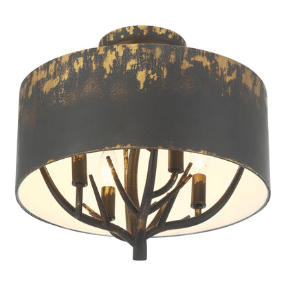 Arboreal 4-light Semi-Flush Mount in Antique Black Iron