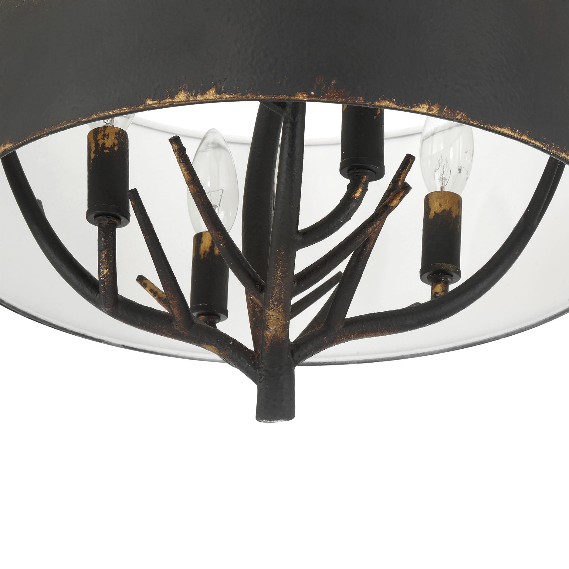Arboreal 4-light Semi-Flush Mount in Antique Black Iron