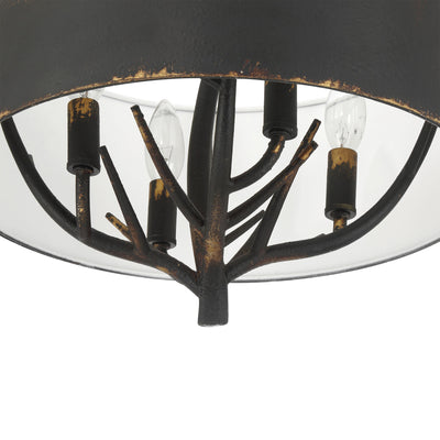 Arboreal 4-light Semi-Flush Mount in Antique Black Iron, alternate view - Golden Lighting
