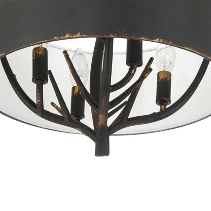 Arboreal 4-light Semi-Flush Mount in Antique Black Iron