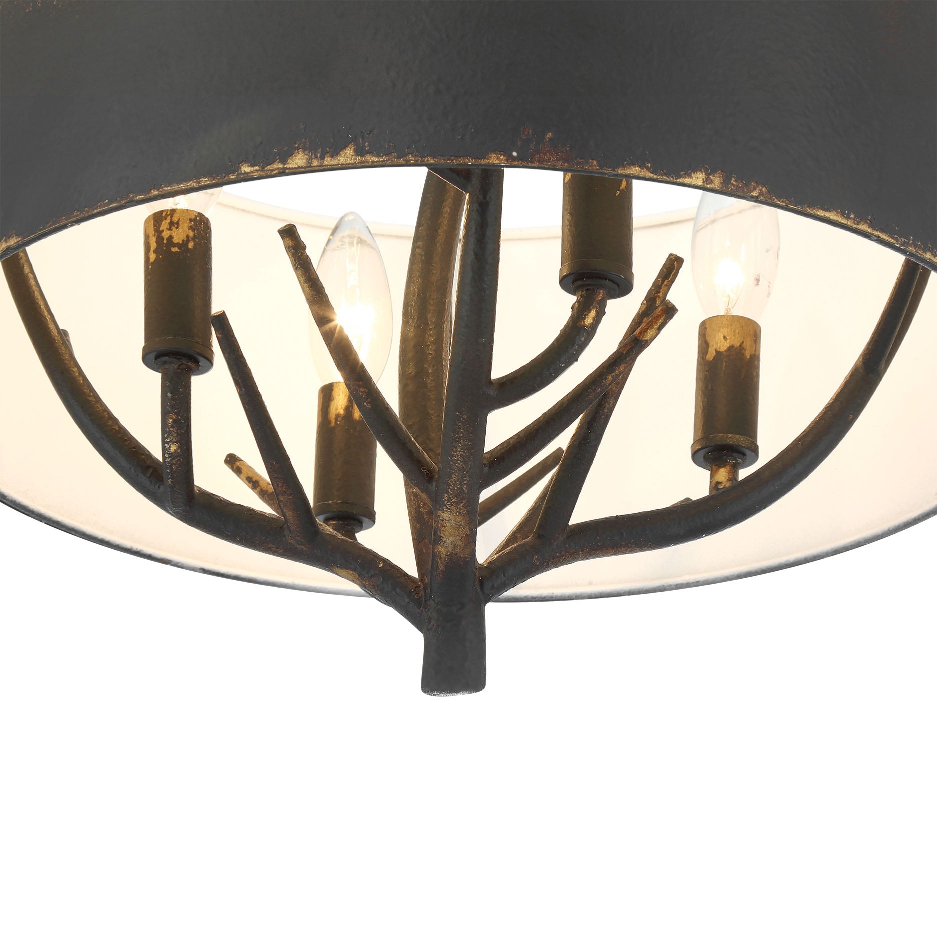 Arboreal 4-light Semi-Flush Mount in Antique Black Iron