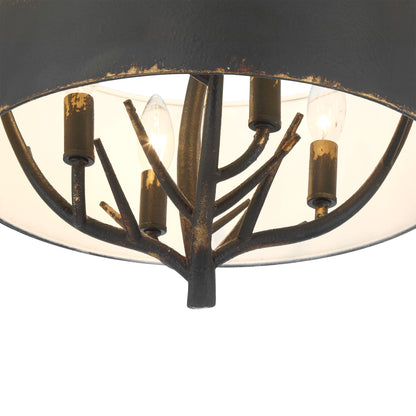 Arboreal 4-light Semi-Flush Mount in Antique Black Iron