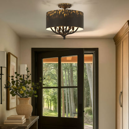 Arboreal 4-light Semi-Flush Mount in Antique Black Iron
