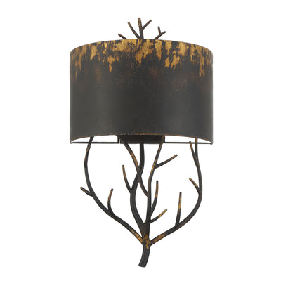 Arboreal 2-light Wall Sconce in Antique Black Iron - Golden Lighting