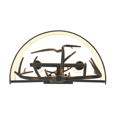 Arboreal 2-light Wall Sconce in Antique Black Iron, view from below - Golden Lighting