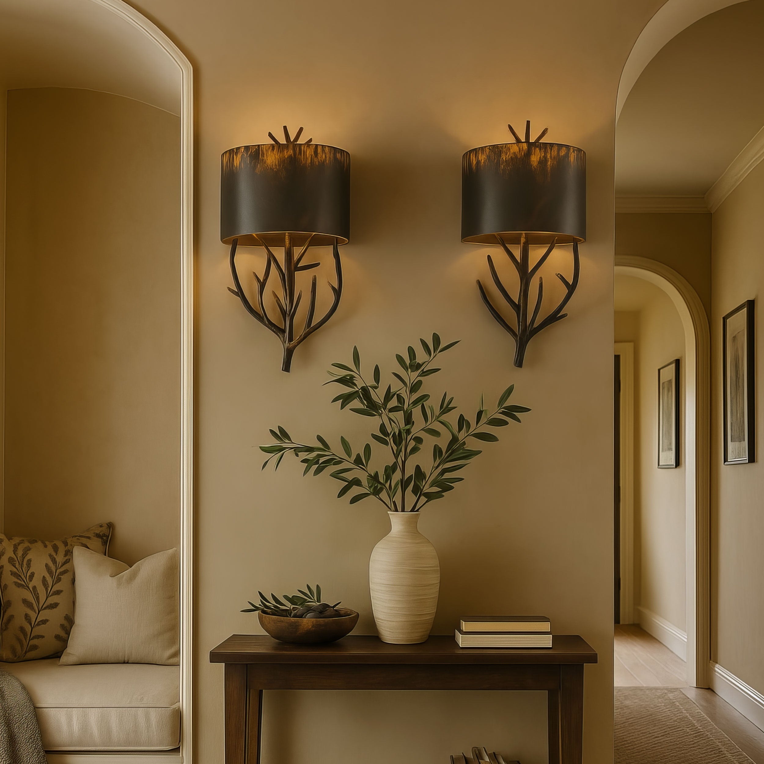 Arboreal 2-light Wall Sconce in Antique Black Iron