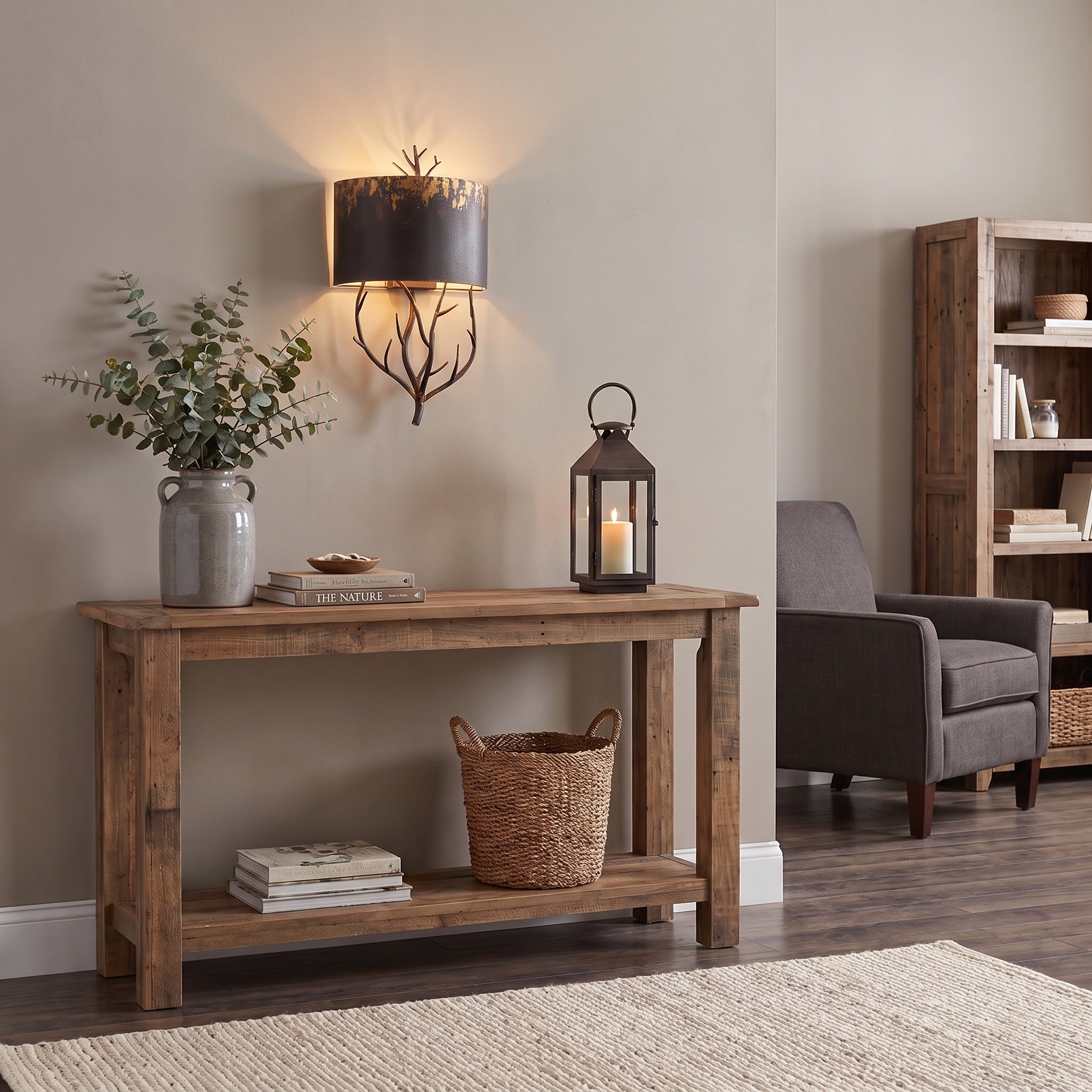 Arboreal 2-light Wall Sconce in Antique Black Iron, AI-visualized bedroom scene - Golden Lighting