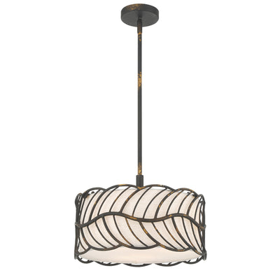 Simbolo 3-light Pendant in Antique Black Iron, alternate view - Golden Lighting