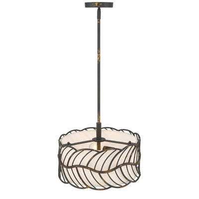 Simbolo 3-light Pendant in Antique Black Iron, alternate view - Golden Lighting