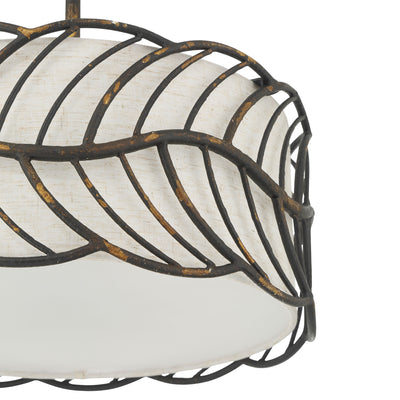 Simbolo 3-light Pendant in Antique Black Iron, finish close-up - Golden Lighting