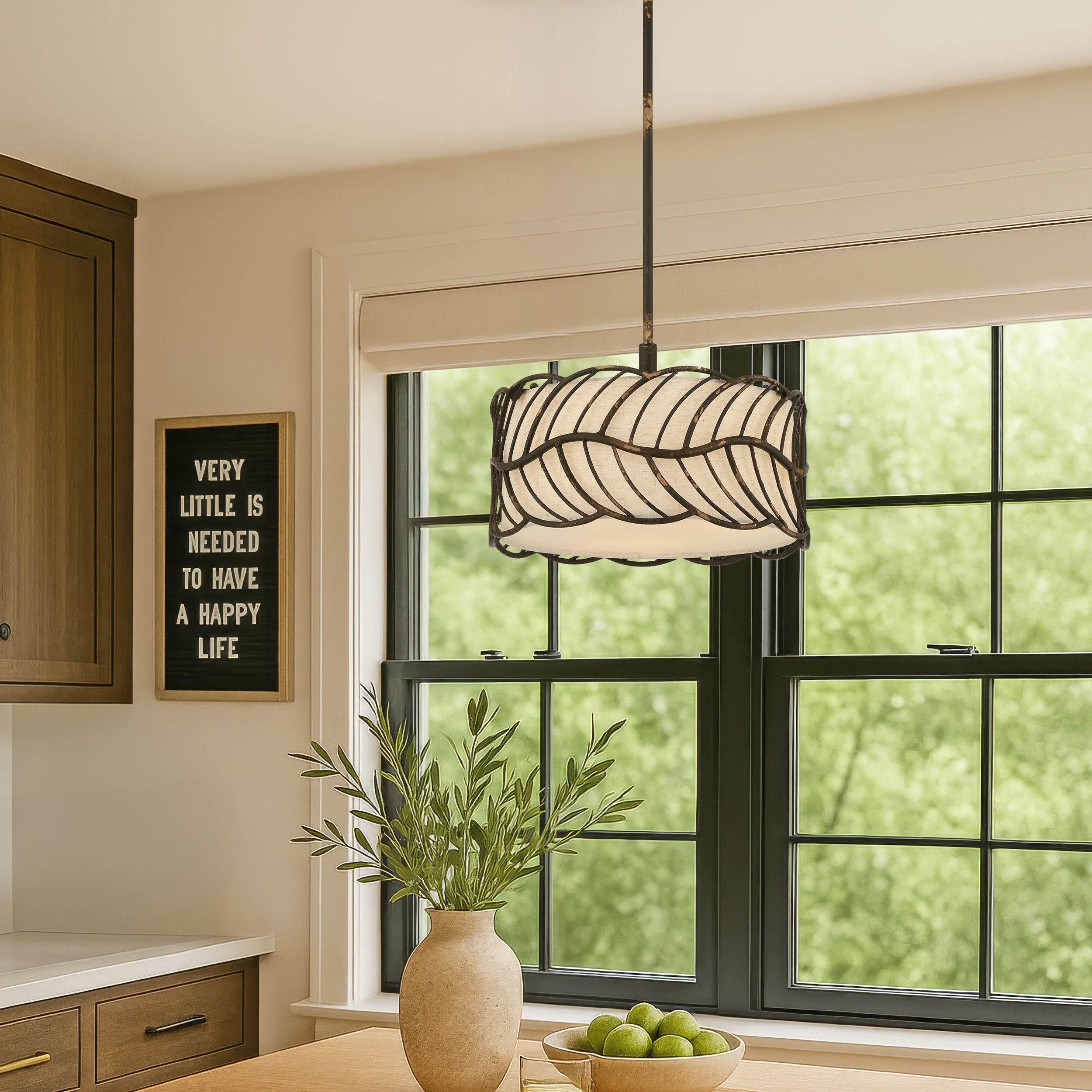 Simbolo 3-light Pendant in Antique Black Iron