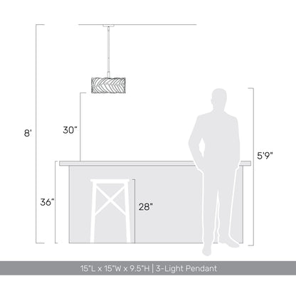 Simbolo 3-light Pendant in Almond
