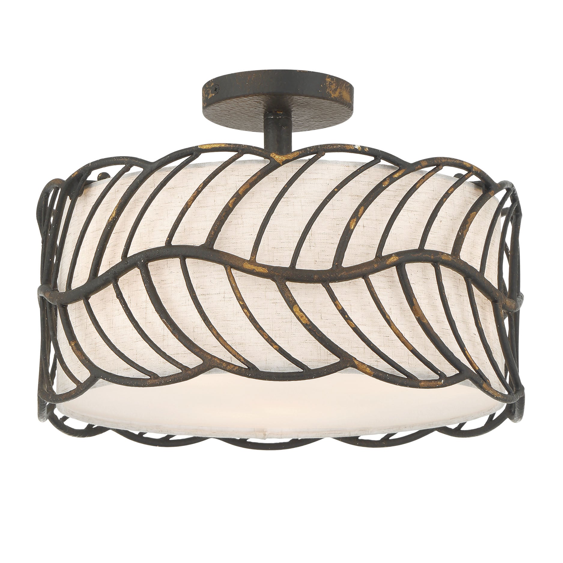 Simbolo 3-light Semi-Flush Mount in Antique Black Iron