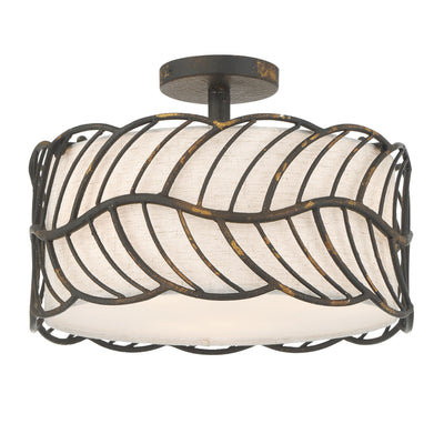 Simbolo 3-light Semi-Flush Mount in Antique Black Iron - Golden Lighting